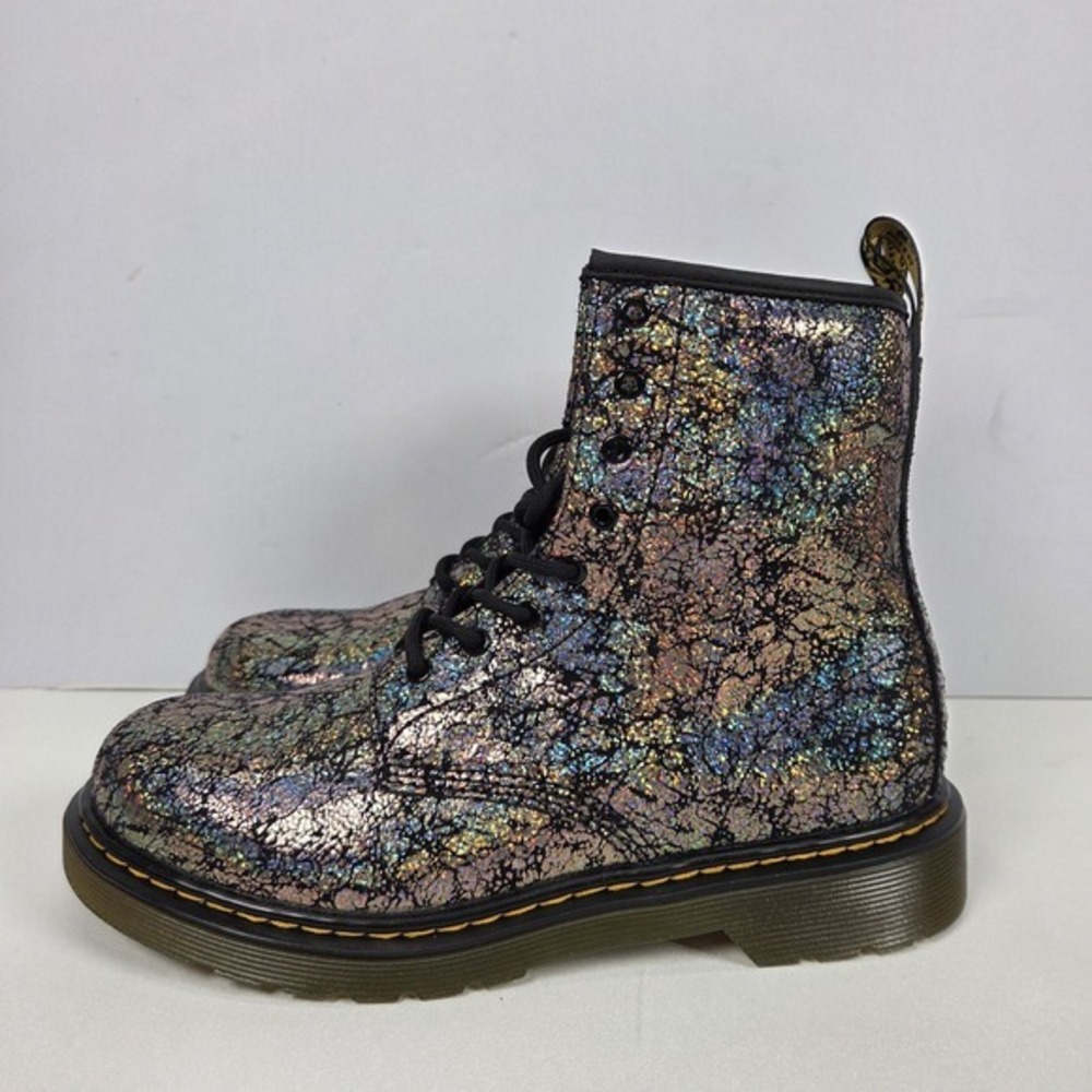 Dr. Martens Boots Disco Crinkle Black 1460 Y Combat Zip  US Size 6 Girls 5 Boys - Picture 4 of 16